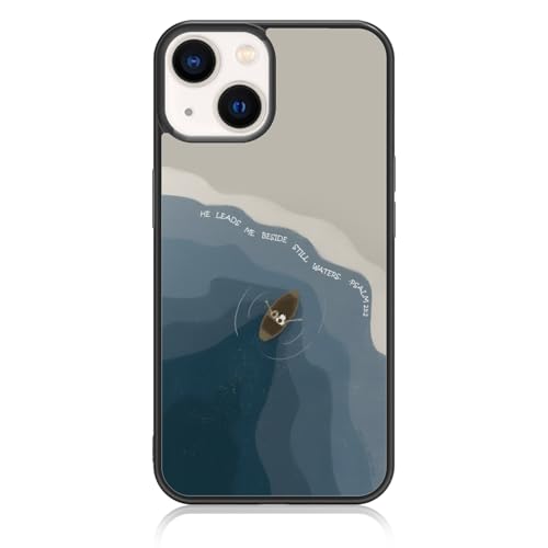 Axulimin Schutzhülle für iPhone 14 & iPhone 13 (6,1 Zoll), christliches Bibelmotiv mit Psalm, Aufschrift "He Leads Me Beside Still Waters", christliche Taufe von Axulimin