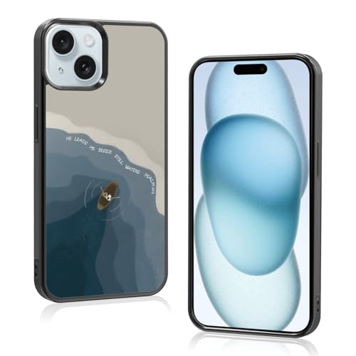 Axulimin Schutzhülle für iPhone 15 (6,1 Zoll), Motiv: He Leads Me Beside Still Waters Psalm, christliches Geschenk zur Taufe von Axulimin