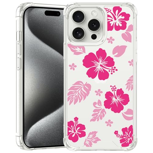 Axulimin for iPhone 15 Pro Case Clear Cute Kawaii Hot Pink Hibiscus Hawaiian Flower Floral Aesthetic Phone Case for Girls Preppy Women Axulimin for iPhone 15 Pro Case Clear Cute Kawaii Hot Pink Hibiscus Hawaiian Flower Floral Aesthetic Phone Case for Girls Preppy Women von Axulimin