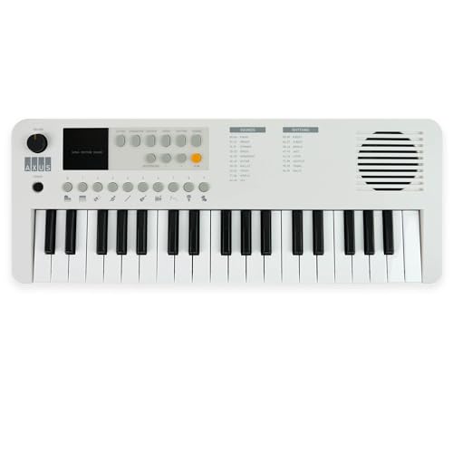 Axus Tragbares 37 Mini-Keyboard In Arktisweiß – Lustiges E-Piano Für Anfänger, Usb-C Oder Batteriebetrieb von Axus