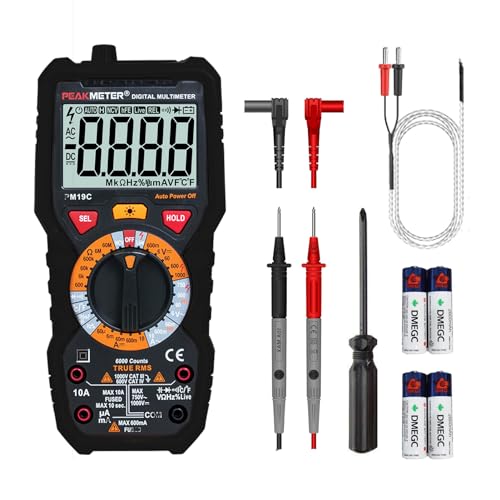 Digital Multimeter mit 6000 Zählt TRMS Ohm Volt Amp Meter AC/DC Spannung Strom widerstand Diode Kapazität Frequenz Duty Temperatur NCV mit großer LCD Display Hintergrundbeleuchtung und Taschenlampe von Ayitam