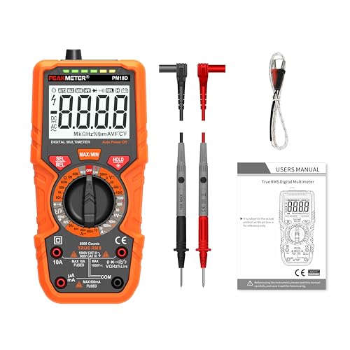 Digital Multimeter mit 6000 Zählungen,True RMS Voltmeter Ohmmeter Amperemeter,Misst Spannung Strom Widerstand Diode Durchgang Temperatur Frequenz NCV Mit LCD-Anzeige und Taschenlampe von Ayitam