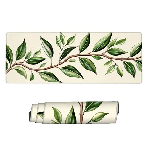Gaming Mauspad Beige Mousepad XXL 800 x 400 x 3 mm, Schreibtischunterlage Blätter, rutschfeste Gummibasis, Wasserdicht Mauspad Gaming, Großes Mousepad mit Vernähte Kanten, Mauspad Gaming Zubehör N-1 Gaming Mauspad Beige Mousepad XXL 800 x 400 x 3 mm, Schreibtischunterlage Blätter, rutschfeste Gummibasis, Wasserdicht Mauspad Gaming, Großes Mousepad mit Vernähte Kanten, Mauspad Gaming Zubehör N-1 von Aynaeinn