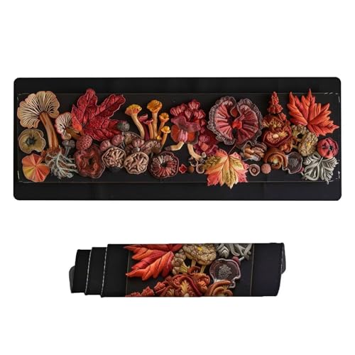 Pilz Mauspad XXL 800 x 400 x 3 mm, Gaming Mousepad Zubehör, Groß Mauspad Blätter, Verlängertes Mousepad Gaming Schreibtischunterlage, Wasserdicht Mousepad mit Vernähte Kanten, für Büro, PC, Laptop C-2 von Aynaeinn