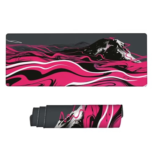 Rosa Mauspad XXL 1000 x 500 x 3 mm, Gaming Mousepad Zubehör, Groß Mauspad Abstrakt, Verlängertes Mousepad Gaming Schreibtischunterlage, Wasserdicht Mousepad mit Vernähte Kanten, für Büro, Laptop I-3 von Aynaeinn