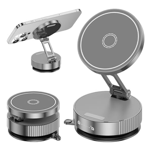 Ayolofei Vakuum Magnetische Handyhalterung, Vacuum Suction Magnetic Holder, Handyhalterung mit Saugnapf Universal Magnetische Handyhalter Auto für alle Mobiltelefone (Silber) von Ayolofei