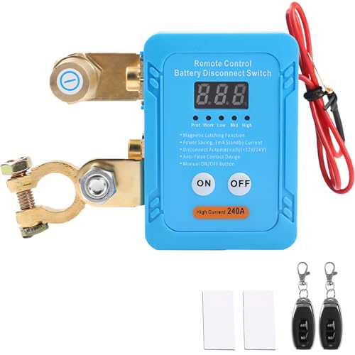 Drahtloser Ferngesteuerter Auto Trennschalter, 12V Batterie Trennschalter 240A, Batterie Kill Switch für mit LED-Spannungsanzeige, automatische Abschaltung Schalter für Auto, RV, ATV, LKW von Ayolofei