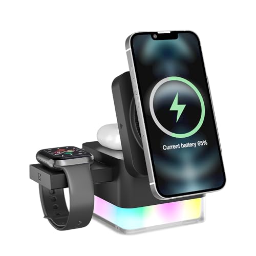 Ladestation für iPhone und Apple Watch, 3-in-1Kabelloses Ladegerät Induktive Ladestation, Wireless Charger Kompatibel mit iPhone 16 15 14 13 12 Serie, Apple Watch 10/9/8/7/6/5/4/SE und AirPods Ladestation für iPhone und Apple Watch, 3-in-1Kabelloses Ladegerät Induktive Ladestation, Wireless Charger Kompatibel mit iPhone 16 15 14 13 12 Serie, Apple Watch 10/9/8/7/6/5/4/SE und AirPods von Ayolofei