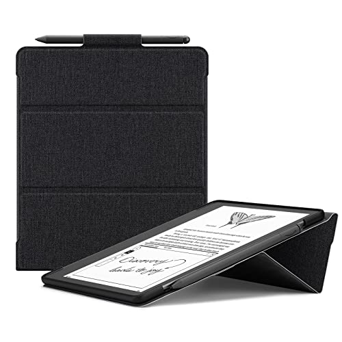 Ayotu Trifold Stand Case für Kindle Scribe (2022 Released) – Hochwertige strapazierfähige Stoffhülle mit Stifthalter, Auto Sleep/Wake, nur für 10,2 Zoll Kindle Scribe, Schwarz von Ayotu