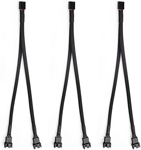 Aypzuke 3 Packs PWN Fan Splitter Lüfterteiler kabel (3PIN +4PIN) 1 bis 2 Converter von Aypzuke