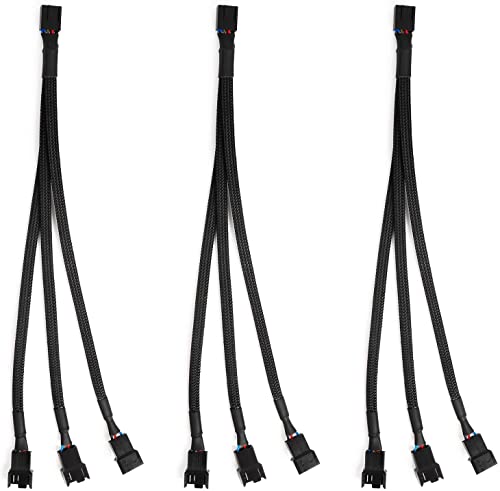 Aypzuke 3 Packs PWN Fan Splitter Lüfterteiler kabel (3PIN +4PIN) 1 bis 3 Converter von Aypzuke