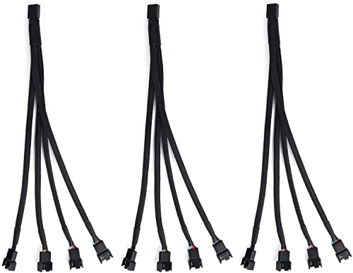 Aypzuke 3 Packs PWN Fan Splitter Lüfterteiler kabel (3PIN +4PIN) 1 bis 4 Converter. von Aypzuke