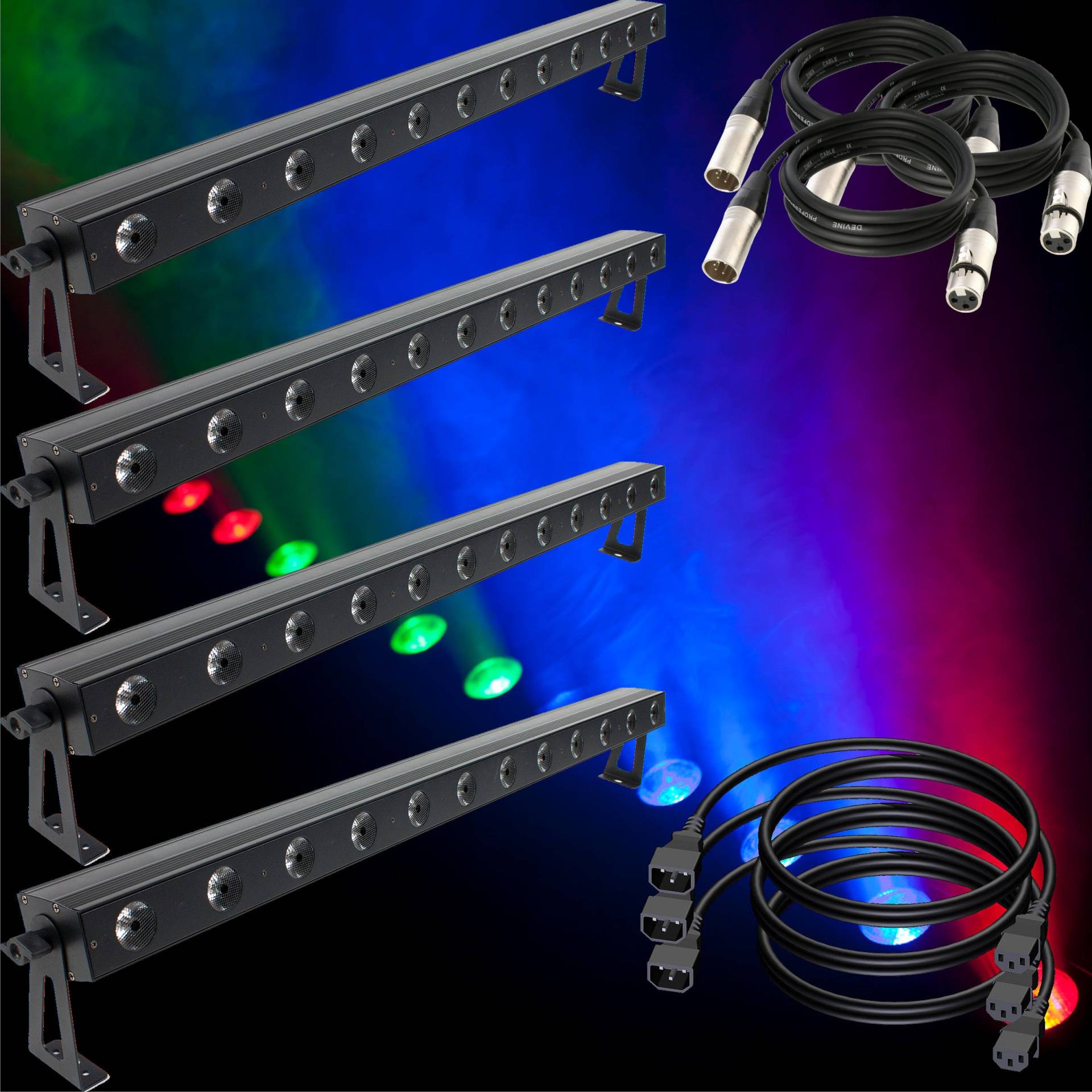 Ayra LED Tri-Bar 4-Piece Pixel Bar Lighting Kit + DMX and Power Cables von Ayra