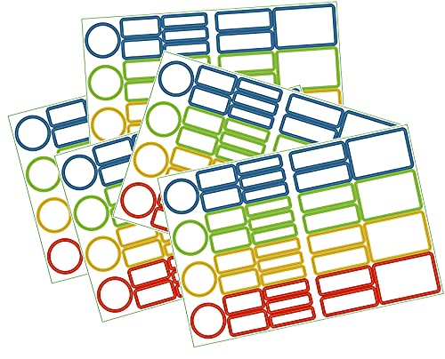 Set Namensaufkleber 180 Pcs, Bunte Aufkleber/Stiftetiketten/Klebeetiketten/Etiketten schule - 5 Größen, 4 Farben von Azatemgo
