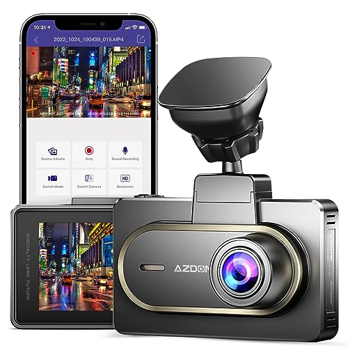 AZDOME 2K 1440P Dashcam mit WiFi APP Steuerung, 3 Zoll Bildschirm, Super Nachtsicht, WDR, 170° Weitwinkel, Loop Aufnahme, G-Sensor, 24 Stunden Parkmodus(M27) von Azdome