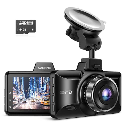 AZDOME Dashcam 1080P FHD Autokamera mit 3 Zoll Bildschirm, 150° Weitwinkelobjektiv, Loop-Aufnahme, G-Sensor, Parküberwachung, 64G SD-Karte[M01 Pro&SD-Karte], inside, LCD von Azdome