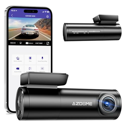 AZDOME FHD 1296P Dashcam WiFi mit APP-Steuerung, Englische Sprachsteuerung, 170°Weitwinkel, Super Nachtsicht, Loop-Aufnahme, G-Sensor, Parküberwachung, Superkondensator(M300) von Azdome