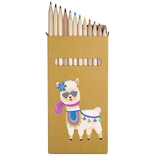 12 x 'Süßes Alpaka mit Schal' Lange 178mm farbige Bleistifte/Bleistift Set (PE00052301) von Azeeda