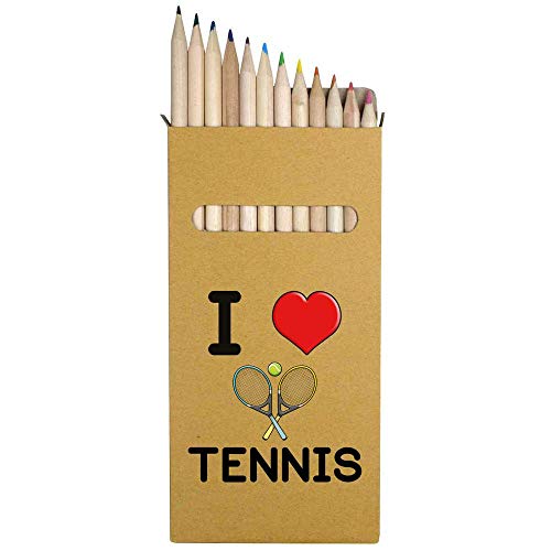 Azeeda 12 x 'I Love Tennis' Lange 178mm farbige Bleistifte/Bleistift Set (PE00039179) von Azeeda