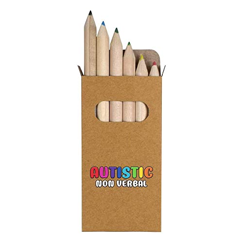 Azeeda 6 x 'Autistischer Nonverbaler' Kurze 85mm Bleistifte/farbige Bleistift Set (PE00050358) von Azeeda
