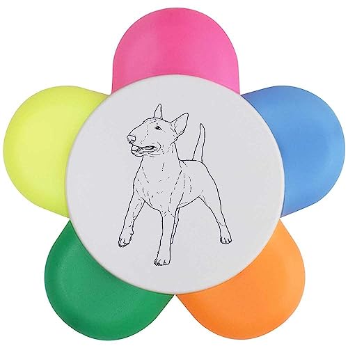 Azeeda 'Glücklicher Bullterrier' Blumenform-Textmarker-Stift (HL00025969) von Azeeda