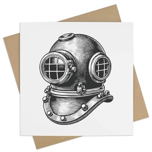 Grußkarte "Vintage Diving Helmet", blanko (GC00061201) von Azeeda