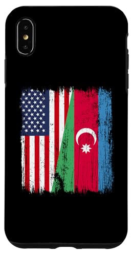 Amerika Aserbaidschan halbe Flagge Amerikanische aserbaidschanische Wurzeln Hülle für iPhone XS Max von Azerbaijan Flag Designs Proud Azeri Heritage