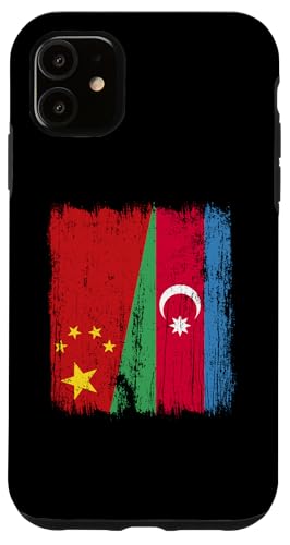 China Aserbaidschan Halbflagge Chinesische aserbaidschanische Wurzeln Hülle für iPhone 11 von Azerbaijan Flag Designs Proud Azeri Heritage