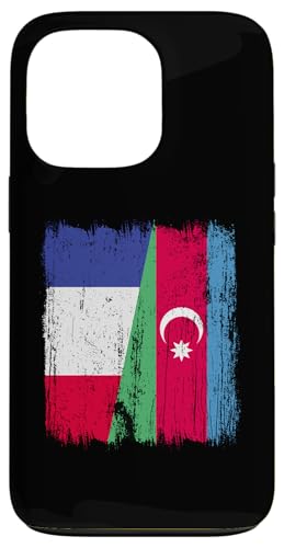 Frankreich, Aserbaidschan, halbe Flagge, französische aserbaidschanische Wurzeln Hülle für iPhone 13 Pro von Azerbaijan Flag Designs Proud Azeri Heritage