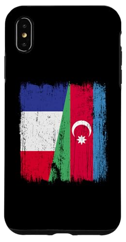 Frankreich, Aserbaidschan, halbe Flagge, französische aserbaidschanische Wurzeln Hülle für iPhone XS Max von Azerbaijan Flag Designs Proud Azeri Heritage