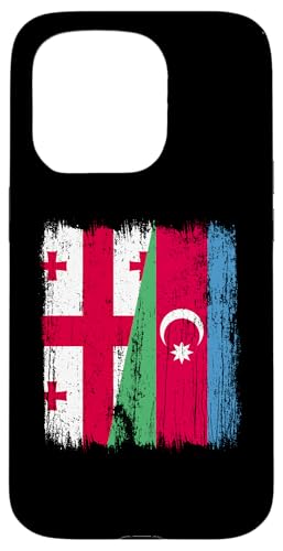 Georgien Aserbaidschan Halbflagge Georgische aserbaidschanische Wurzeln Hülle für iPhone 15 Pro von Azerbaijan Flag Designs Proud Azeri Heritage