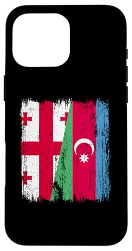 Georgien Aserbaidschan Halbflagge Georgische aserbaidschanische Wurzeln Hülle für iPhone 16 Pro Max von Azerbaijan Flag Designs Proud Azeri Heritage