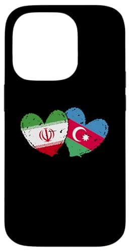 Iran Aserbaidschan Herz Flagge Iranisch Aserbaidschan Freundschaft Hülle für iPhone 14 Pro von Azerbaijan Flag Designs Proud Azeri Heritage