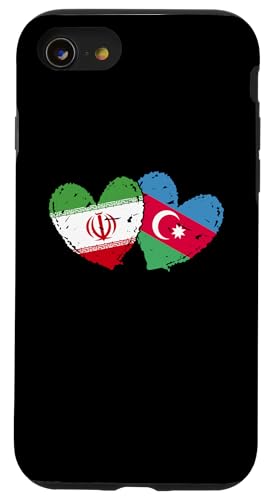 Iran Aserbaidschan Herz Flagge Iranisch Aserbaidschan Freundschaft Hülle für iPhone SE (2020) / 7 / 8 von Azerbaijan Flag Designs Proud Azeri Heritage