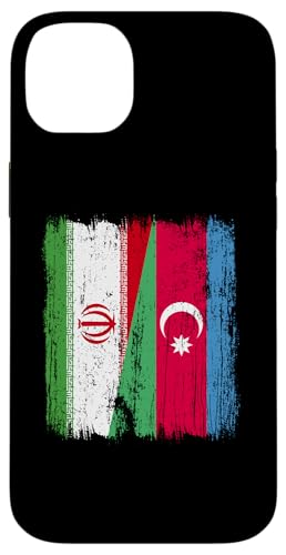 Iran Aserbaidschan halbe Flagge Iranische aserbaidschanische Wurzeln Hülle für iPhone 14 Plus von Azerbaijan Flag Designs Proud Azeri Heritage