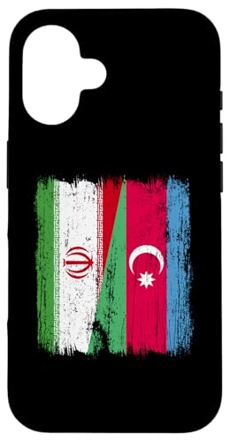 Iran Aserbaidschan halbe Flagge Iranische aserbaidschanische Wurzeln Hülle für iPhone 16 von Azerbaijan Flag Designs Proud Azeri Heritage