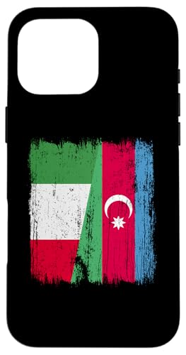 Italien Aserbaidschan halbe Flagge Italienische aserbaidschanische Wurzeln Hülle für iPhone 16 Pro Max von Azerbaijan Flag Designs Proud Azeri Heritage