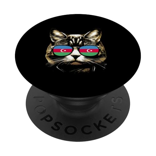 Lustige aserbaidschanische Flagge, Katzenliebhaber, aserbaidschanische Katzen PopSockets Klebender PopGrip von Azerbaijan Flag Designs Proud Azeri Heritage