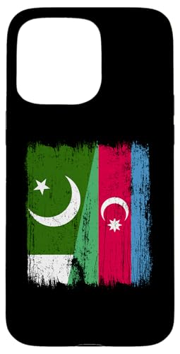Pakistan Aserbaidschan halbe Flagge Pakistanische aserbaidschanische Wurzeln Hülle für iPhone 15 Pro Max von Azerbaijan Flag Designs Proud Azeri Heritage