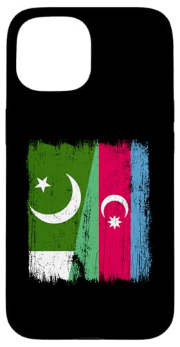 Pakistan Aserbaidschan halbe Flagge Pakistanische aserbaidschanische Wurzeln Hülle für iPhone 15 von Azerbaijan Flag Designs Proud Azeri Heritage
