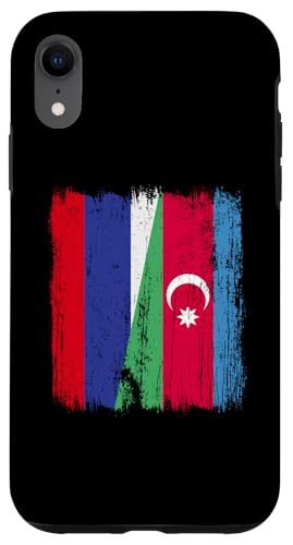 Russland, Aserbaidschan, halbe Flagge, russische aserbaidschanische Wurzeln Hülle für iPhone XR von Azerbaijan Flag Designs Proud Azeri Heritage