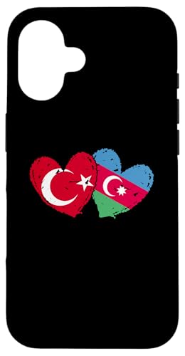 Türkei Aserbaidschan Herz Flagge Türkisch Aserbaidschan Freundschaft Hülle für iPhone 16 von Azerbaijan Flag Designs Proud Azeri Heritage
