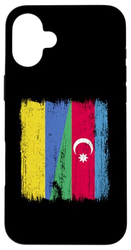 Ukraine Aserbaidschan Halbflagge Ukrainisch Aserbaidschani Hülle für iPhone 16 Plus von Azerbaijan Flag Designs Proud Azeri Heritage