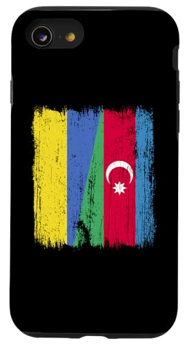 Ukraine Aserbaidschan Halbflagge Ukrainisch Aserbaidschani Hülle für iPhone SE (2020) / 7 / 8 von Azerbaijan Flag Designs Proud Azeri Heritage