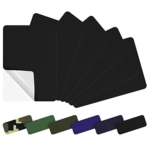 Azobur 6er-Pack Nylon-Reparaturflicken selbstklebendes Vinyl Outdoor Camping Ausrüstung Reparaturset, wasserdichte Stoff-Reparaturflicken für Daunenjacke, Zelt, Schlafsack (schwarz) von Azobur