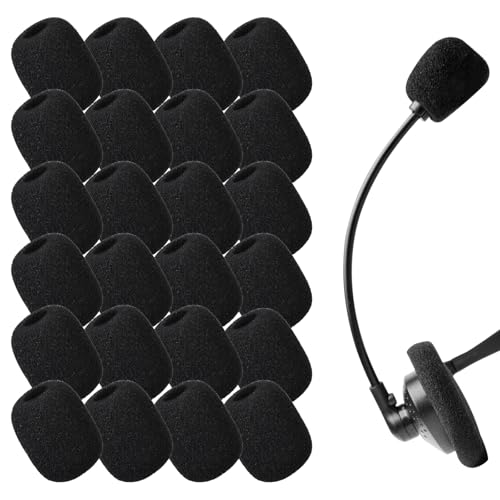 24 Stück Schaumstoff-Mikrofon-Headset, Mini-Mikrofon-Ohrhörer, Konferenzraum für Klassenzimmer, Konferenzraum, Nachrichteninterviews, Outdoor-Aktivitäten, Schwarz, Mikrofon von Azonelife