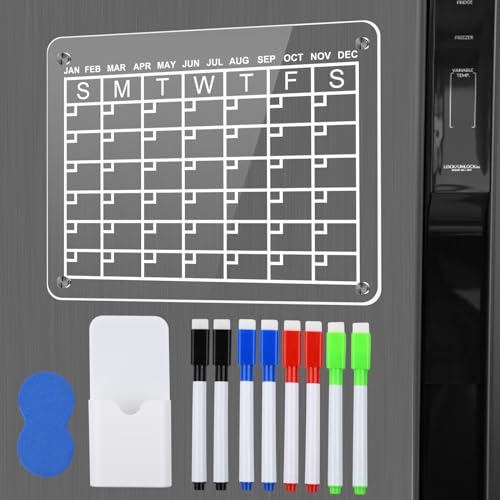Azonelife Magnetische Monatsplaner Kühlschrank,40 X 30 Cm Transparente Abwischbar Monatsplaner mit 6 Markers Kühlschrank Kalendertafel für Menü, Mahlzeit, Memo von Azonelife