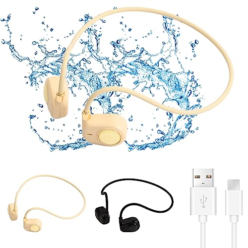 Bluetooth Open Ear Kopfhörer, Luftleitung-Kopfhörer mit Mikrofon, Ipx5 Wasserdichter Bluetooth Ohrhörer, Drahtloser Hals Sportkopfhörer für Laufen Radfahren Wandern Im Fitnessstudio (Beige) von Azonelife