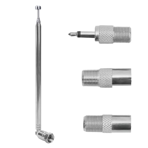 DAB FM UKW Radio Antenne FM Stabantenne (76 cm), 7 Abschnitte Teleskopantenne Ersatz, 75 Ohm Unbal Radio Universal Teleskopisch Zimmerantenne mit F-Stecker und 3 IEC Koax-Kupplung Adapter von Azonelife