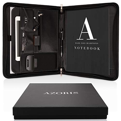 AZORIS PREMIUM® Schreibmappe A4 Premium Aktenmappe mit doppel Reißverschluss und 13 Zoll Fach für Tablet, IPad professionelle Konferenzmappe aus Kunstleder für Damen und Herren von Azoris Premium